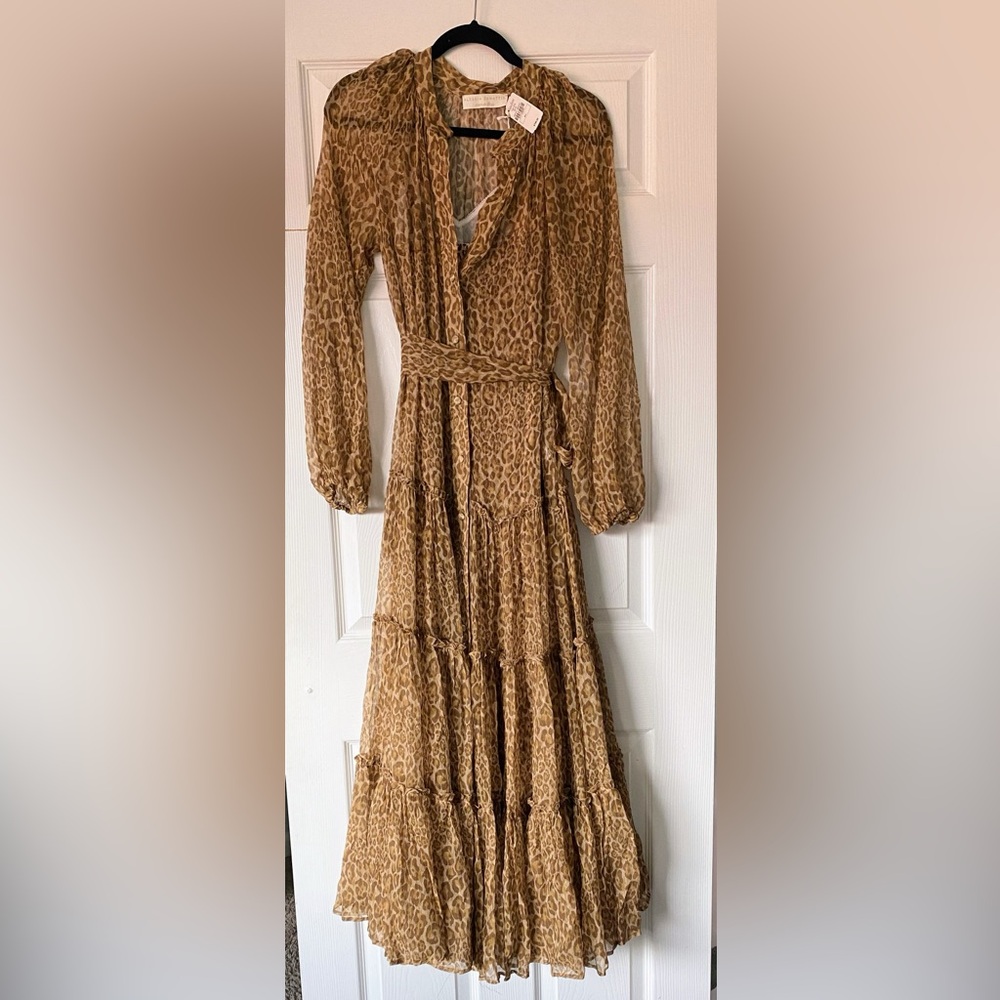 Alessia Zamattia Favignana Silk Maxi Dress Cheetah Print